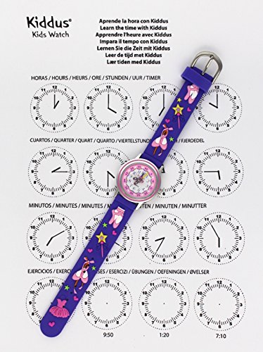 KIDDUS Reloj Educativo de Calidad para niña y niño. Analógico de Pulsera, con Ejercicios Time Teacher para Aprender a Leer y Decir la Hora. Mecanismo de Cuarzo japonés. RE0262 Ballet