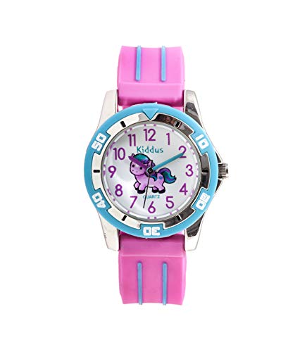 KIDDUS Reloj Educativo de Calidad para niña y niño. Analógico de Pulsera, con Ejercicios Time Teacher para Aprender a Leer y Decir la Hora. Mecanismo de Cuarzo japonés. KI10503 Pony KIDDUS Reloj Educativo de Calidad para niña y niño. Analógico de Pulsera, con Ejercicios Time Teacher para Aprender a Leer y Decir la Hora. Mecanismo de Cuarzo japonés. KI10503 Pony