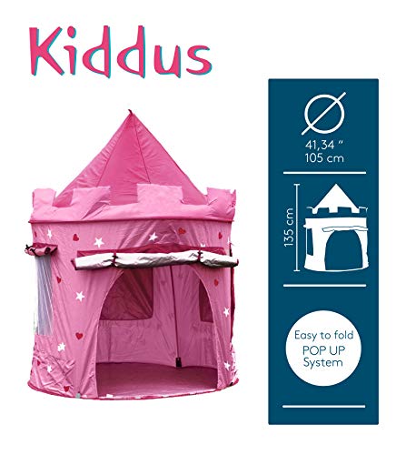Kiddus Tienda casa casita Carpa campaña para niñas de Tela Lona Castillo Princesa, Pop UP Plegable para Jugar Juguete Infantil (Rose)
