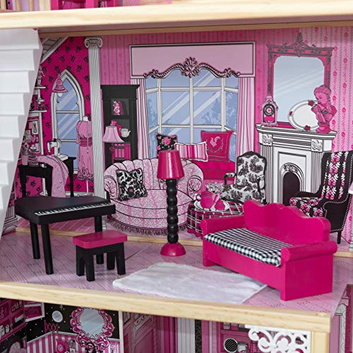 KidKraft- Amelia Casa de muñecas de madera con muebles y accesorios incluidos, 3 pisos, para muñecas de 30 cm , Color Multicolor (65093)
