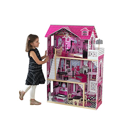 KidKraft- Amelia Casa de muñecas de madera con muebles y accesorios incluidos, 3 pisos, para muñecas de 30 cm , Color Multicolor (65093)