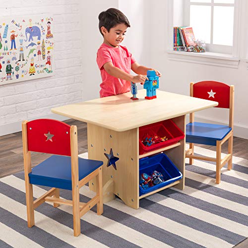 KidKraft- Juego de mesa y 2 sillas de madera con corazón con compartimentos de almacenamiento, cuarto de juegos para niños / muebles de dormitorio Heart , Color Rojo y azul (26912) KidKraft- Juego de mesa y 2 sillas de madera con corazón con compartimentos de almacenamiento, cuarto de juegos para niños / muebles de dormitorio Heart , Color Rojo y azul (26912)