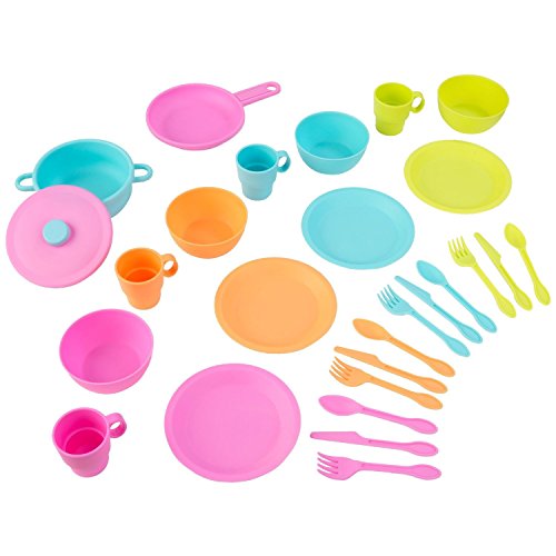 KidKraft Juego infantil de 27 utensilios de cocina en colores brillantes, juego de imitación para niños con accesorios incluidos, Multicolore (63319) , color/modelo surtido