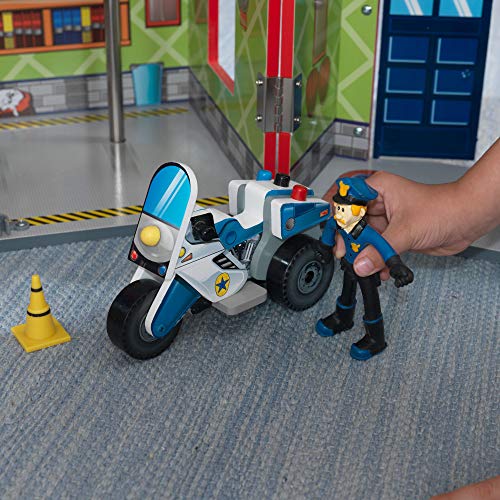 KidKraft- Juguetes de madera Everyday Heroes, para niños, con camión de bomberos, moto de policía, helicóptero y figuras de acción incluidos , Color Multicolor (63239) , color/modelo surtido