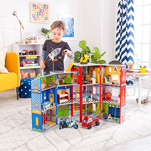 KidKraft- Juguetes de madera Everyday Heroes, para niños, con camión de bomberos, moto de policía, helicóptero y figuras de acción incluidos , Color Multicolor (63239) , color/modelo surtido KidKraft- Juguetes de madera Everyday Heroes, para niños, con camión de bomberos, moto de policía, helicóptero y figuras de acción incluidos , Color Multicolor (63239) , color/modelo surtido