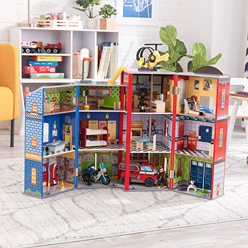 KidKraft- Juguetes de madera Everyday Heroes, para niños, con camión de bomberos, moto de policía, helicóptero y figuras de acción incluidos , Color Multicolor (63239) , color/modelo surtido KidKraft- Juguetes de madera Everyday Heroes, para niños, con camión de bomberos, moto de policía, helicóptero y figuras de acción incluidos , Color Multicolor (63239) , color/modelo surtido