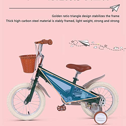 Kids Bikes Bicicleta Infantil Chico 14 16 18in con Ruedas De Entrenamiento Freno En V Niña Princesa 3 4 7 Años Ajustable Bicicleta para Niños Color Múltiple con Cesta(Size:14in,Color:Amarillo)