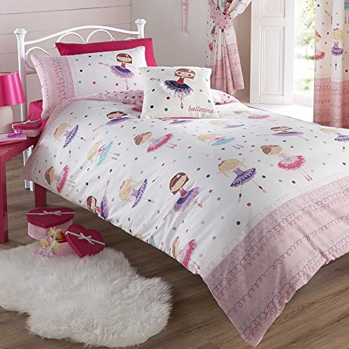 Kids Club - Juego de Cama Infantil, Incluye Funda de edredón y Fundas de Almohada, diseño de Bailarina, Color Rosa Kids Club - Juego de Cama Infantil, Incluye Funda de edredón y Fundas de Almohada, diseño de Bailarina, Color Rosa