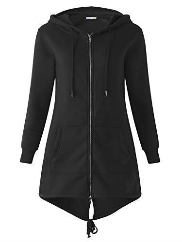 Kidsform Sudadera con Capucha para Mujer Sudadera con Capucha de Otoño Sudadera con Bolsillo Hoodie E-Negro L