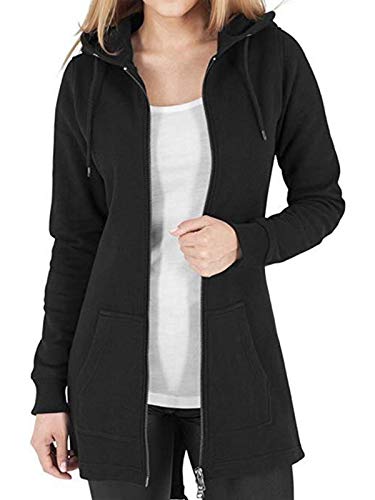 Kidsform Sudadera con Capucha para Mujer Sudadera con Capucha de Otoño Sudadera con Bolsillo Hoodie E-Negro L