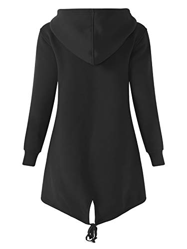 Kidsform Sudadera con Capucha para Mujer Sudadera con Capucha de Otoño Sudadera con Bolsillo Hoodie E-Negro L