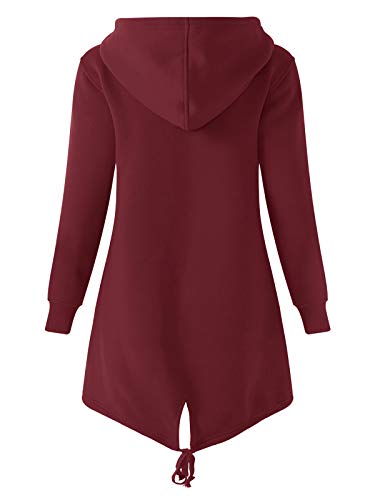 Kidsform Sudadera con Capucha para Mujer Sudadera con Capucha de Otoño Sudadera con Bolsillo Hoodie E-Vino Tinto 2XL Kidsform Sudadera con Capucha para Mujer Sudadera con Capucha de Otoño Sudadera con Bolsillo Hoodie E-Vino Tinto 2XL