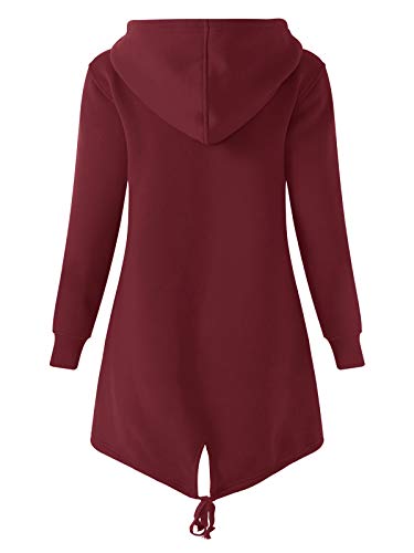 Kidsform Sudadera con Capucha para Mujer Sudadera con Capucha de Otoño Sudadera con Bolsillo Hoodie E-Vino Tinto 2XL