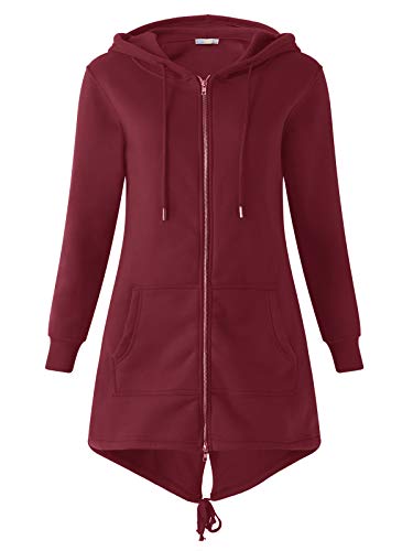 Kidsform Sudadera con Capucha para Mujer Sudadera con Capucha de Otoño Sudadera con Bolsillo Hoodie E-Vino Tinto 2XL