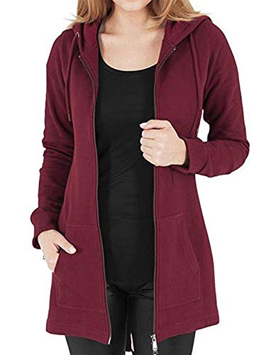 Kidsform Sudadera con Capucha para Mujer Sudadera con Capucha de Otoño Sudadera con Bolsillo Hoodie E-Vino Tinto 2XL