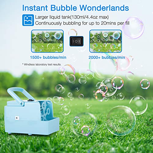 KIDWILL Máquina de Burbujas Portátil Maquina Pompas de Jabón Juguetes para Niños Soplador de Burbujas Automático 2000+ por Minuto,2 Niveles de Velocidad para Fiestas, Bodas, Actividades Navideñas, etc KIDWILL Máquina de Burbujas Portátil Maquina Pompas de Jabón Juguetes para Niños Soplador de Burbujas Automático 2000+ por Minuto,2 Niveles de Velocidad para Fiestas, Bodas, Actividades Navideñas, etc
