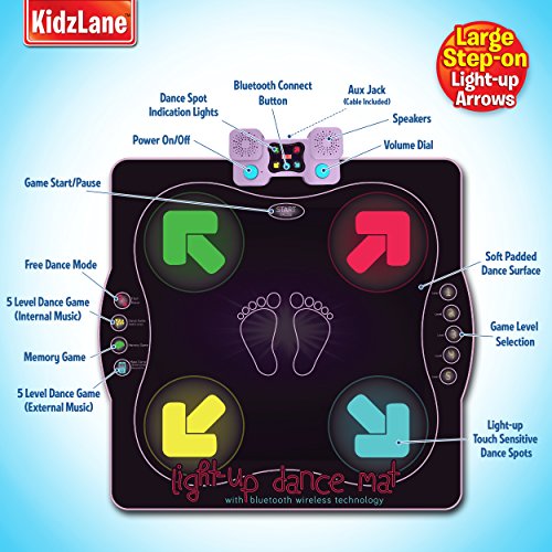 kidzlane Alfombra de Baile iluminada - Juegos de Baile Estilo Arcade con Pistas de música incorporadas