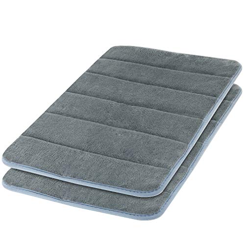 Kikc Alfombra Antideslizante Alfombra Espuma de Memoria Piso Baño Alfombra Absorber Alfombra de baño Suave Alfombra de baño 40x60cm Gris (2PCS)