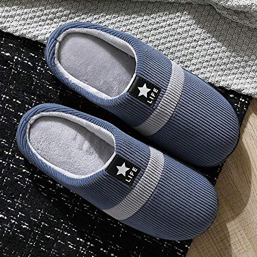 KIKIGO Mocasines,Zapatos caseros de algodón Antideslizante de Suela Blanda para Hombres en otoño e Invierno, Zapatos para Interiores cálidos y cómodos.-Azul Marino_42