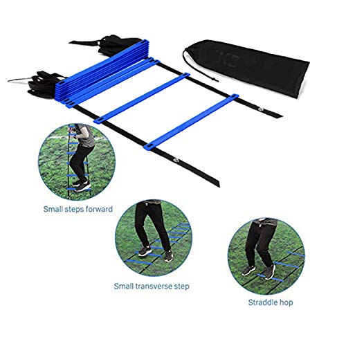 KIKILIVE - Escalera de Agilidad, Escalera de coordinaciĂłn para Entrenamiento de fĂștbol, Escalera de Entrenamiento de 6 m, fĂștbol de Agilidad, con Bolsillo, Color Azul y Amarillo KIKILIVE - Escalera de Agilidad, Escalera de coordinaciĂłn para Entrenamiento de fĂștbol, Escalera de Entrenamiento de 6 m, fĂștbol de Agilidad, con Bolsillo, Color Azul y Amarillo
