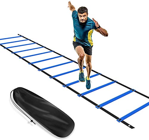 KIKILIVE - Escalera de Agilidad, Escalera de coordinaciĂłn para Entrenamiento de fĂștbol, Escalera de Entrenamiento de 6 m, fĂștbol de Agilidad, con Bolsillo, Color Azul y Amarillo KIKILIVE - Escalera de Agilidad, Escalera de coordinaciĂłn para Entrenamiento de fĂștbol, Escalera de Entrenamiento de 6 m, fĂștbol de Agilidad, con Bolsillo, Color Azul y Amarillo