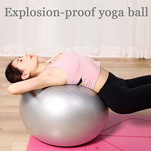 KIKTS Fitness Palla, Yoga De La Bola con La Bomba De Aire 400 Burst-Anti Lbs Antideslizante 55Cm / 65Cm / 75Cm, Pilates De Formación Básica De La Terapia Física,Rosado,65cm