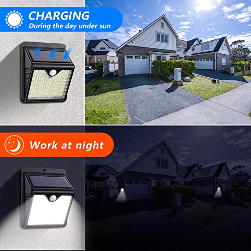 Kilponen Luz Solar Exterior, 【Versión Innovadora 4-Paquete 250 LED 1500 Lumens】 Foco Solar Exterior con Sensor de Movimiento Impermeable Lámpara Solar Exterior para Jardín [ Clase Energética A+++ ]