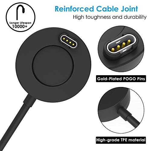 KIMILAR Cargador Compatible con Garmin Vivoactive 3/3 Music/ 4 /4S/ Fenix 6 /6s/6x Pro/ 5 /5S/5X/5X Plus/Instinct/Forerunner 935, Cable de Carga USB Repuesto + [10pcs] Tapones de Polvo de Silicona