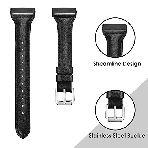 KIMILAR Correa de Cuero Compatible con Fitbit Sense/Versa 3 Correa para Mujeres Hombres, 5.5"-8.5" Pulseras de Repuesto Delgada y Estrecha Correa de Hebilla de Metal para Sense/Versa 3 Smartwatch