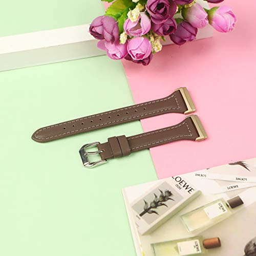 KIMILAR Correa de Cuero Compatible con Fitbit Sense/Versa 3 Correa para Mujeres Hombres, 5.5"-8.5" Pulseras de Repuesto Delgada y Estrecha Correa de Hebilla de Metal para Sense/Versa 3 Smartwatch