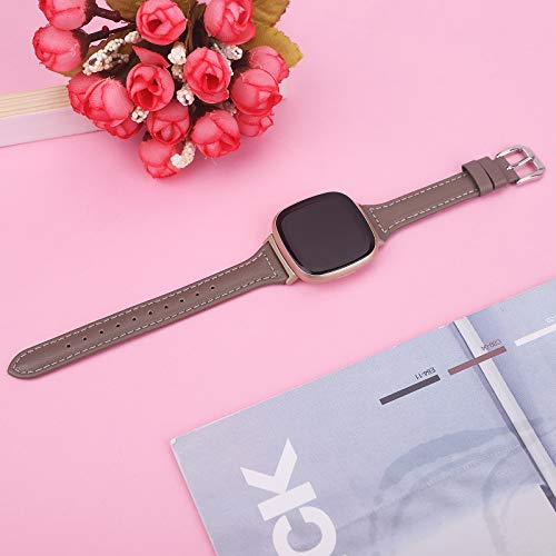 KIMILAR Correa de Cuero Compatible con Fitbit Sense/Versa 3 Correa para Mujeres Hombres, 5.5"-8.5" Pulseras de Repuesto Delgada y Estrecha Correa de Hebilla de Metal para Sense/Versa 3 Smartwatch