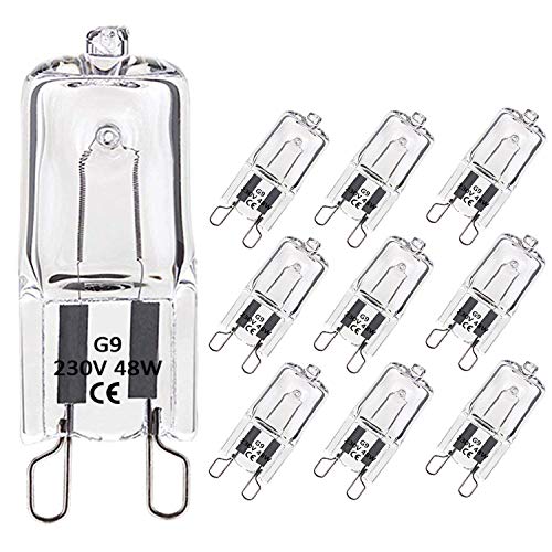 Kimjo Bombilla Lámpara Halogena G9 Blanco Calido 2700K 48W 230V 680LM Bobillas de Luz Halógenas, para Candelabro Lámparas de Escritorio y de Piso (paquete de 10) Kimjo Bombilla Lámpara Halogena G9 Blanco Calido 2700K 48W 230V 680LM Bobillas de Luz Halógenas, para Candelabro Lámparas de Escritorio y de Piso (paquete de 10)