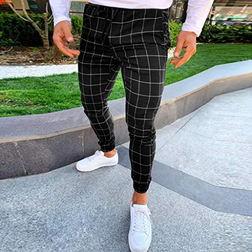 KIMODO Moda Hombre Casual A Cuadros Imprimir Cordón Elástico Cintura Pantalones Largos Pantalones Mediano Grosor Deportes de Calle y Estilo Casual Cómodo y Transpirable Tendencia de Hip Hop