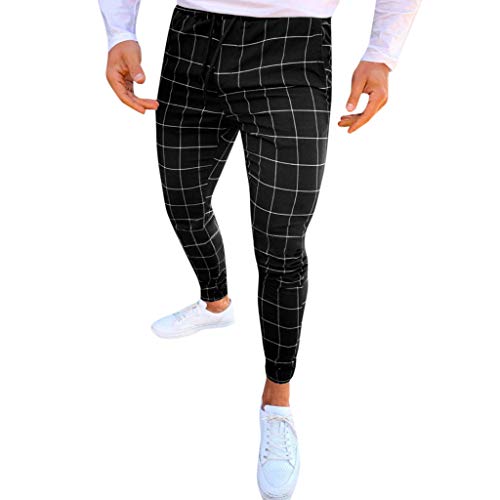 KIMODO Moda Hombre Casual A Cuadros Imprimir Cordón Elástico Cintura Pantalones Largos Pantalones Mediano Grosor Deportes de Calle y Estilo Casual Cómodo y Transpirable Tendencia de Hip Hop