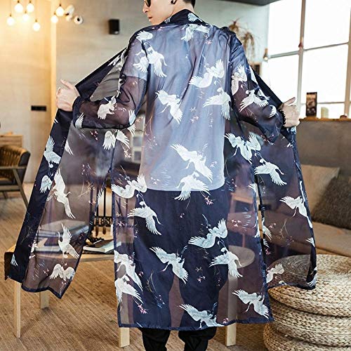 Kimono De Los Hombres Chaqueta De Punto Japonés Yukata Masculina OBI Japón Hombres Kimono Japonés De La Moda Masculina Haori OBI Ropa Samurai Hyococ (Color : 1, Size : One Size)