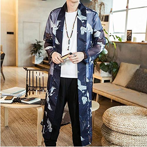 Kimono De Los Hombres Chaqueta De Punto Japonés Yukata Masculina OBI Japón Hombres Kimono Japonés De La Moda Masculina Haori OBI Ropa Samurai Hyococ (Color : 1, Size : One Size)