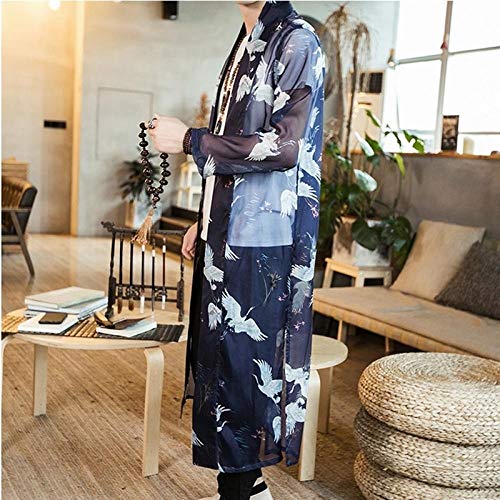 Kimono De Los Hombres Chaqueta De Punto Japonés Yukata Masculina OBI Japón Hombres Kimono Japonés De La Moda Masculina Haori OBI Ropa Samurai Hyococ (Color : 1, Size : One Size)