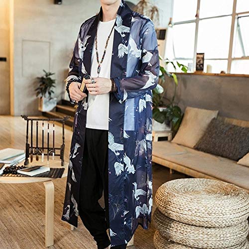 Kimono De Los Hombres Chaqueta De Punto Japonés Yukata Masculina OBI Japón Hombres Kimono Japonés De La Moda Masculina Haori OBI Ropa Samurai Hyococ (Color : 1, Size : One Size)