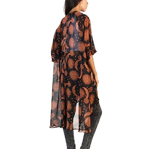 Kimono de Verano, Dragon868 Cárdigan Kimono Casual El Sol y Luna Estampado Ropa de Playa Bikini Cover Up Mujer Encaje Chaqueta de Primavera Otoño de SeñOras Blusa de Abrigo de Talla Grande