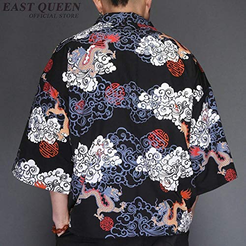 Kimono Japonés del Cardigan Hombres Japón Ropa Kimono Yukata De La Camisa De Los Hombres Masculinos Hyococ (Color : 4, Size : XL)