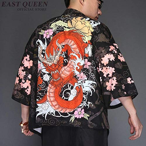 Kimono Japonés del Cardigan Hombres Japón Ropa Kimono Yukata De La Camisa De Los Hombres Masculinos Hyococ (Color : 4, Size : XL)
