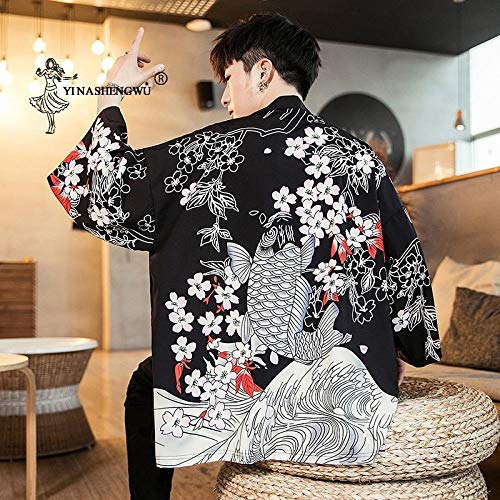 Kimono Japonés Tradicional Yukata Kimono Cardigan Hombres Asiáticos Ropa De Playa Fina Capa Japón Kimonos Masculinos Cardigan Camisas Ocasionales Zzzb (Color, Size : XXL) Kimono Japonés Tradicional Yukata Kimono Cardigan Hombres Asiáticos Ropa De Playa Fina Capa Japón Kimonos Masculinos Cardigan Camisas Ocasionales Zzzb (Color, Size : XXL)