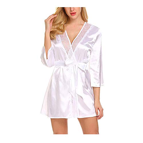 Kimono Mujer Batas,Morbuy Camisón de la Boda para el camisón Nupcial de la Novia del Partido Nupcial (Blanco,XL)