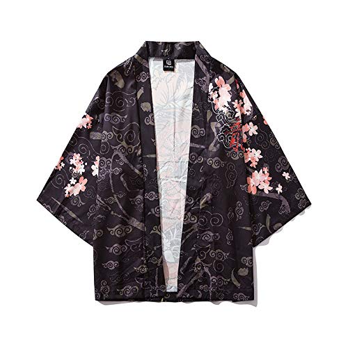 Kimono Tradicional Japones, Kimono Cardigan para Hombres, Japonés Masculino Yukata para Hombres Haori Japonés Samurai Kimono Shirt Hombres Ropa Tradicional Japonesa,Black-M Kimono Tradicional Japones, Kimono Cardigan para Hombres, Japonés Masculino Yukata para Hombres Haori Japonés Samurai Kimono Shirt Hombres Ropa Tradicional Japonesa,Black-M