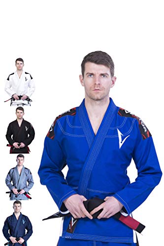 Kimono Vector Attila Series de Jiu Jitsu con cinturón Blanco, Ligero, 100% algodón, A0, Azul