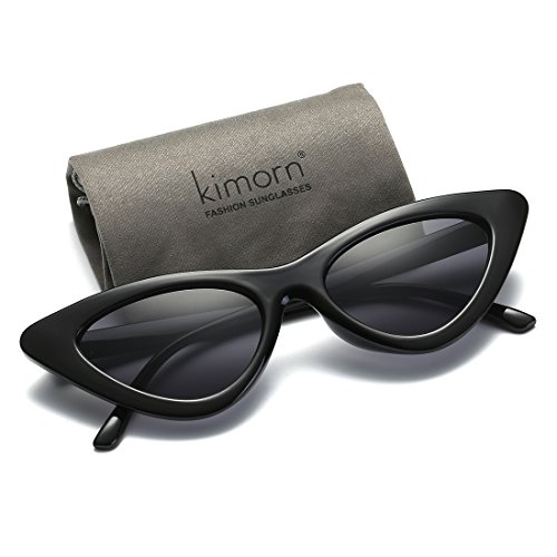 kimorn Ojos De Gato Gafas De Sol Para Mujer Clout Goggles Bisagras De Metal Plástico Marco K0566 (Negro)