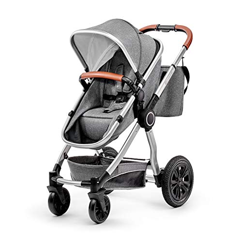 Kinderkraft Carrito Bebé 3 Piezas VEO, Silla Paseo, Asiento Coche, Capazo, Plegado, Gris