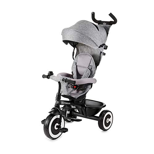 Kinderkraft Triciclo Evolutivo ASTON, Plegable, Cinturón, 9 Meses a 5 Años, Gris