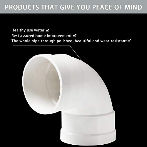 KINDOYO Accesorios para Tuberías de Agua - 3 Piezas de Instalación de Tuberías de Codo de 90 Grados, PVC, Blanco, 40mm