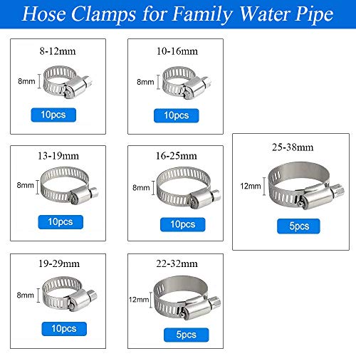 KINDPMA 60 Piezas Abrazaderas de Manguera 7 Tamaños Abrazaderas Metalicas Tubo Ajustable Flexible Abrazadera de Tubo Acero Inoxidable para Tubo de Casa de Surtido de Kit KINDPMA 60 Piezas Abrazaderas de Manguera 7 Tamaños Abrazaderas Metalicas Tubo Ajustable Flexible Abrazadera de Tubo Acero Inoxidable para Tubo de Casa de Surtido de Kit